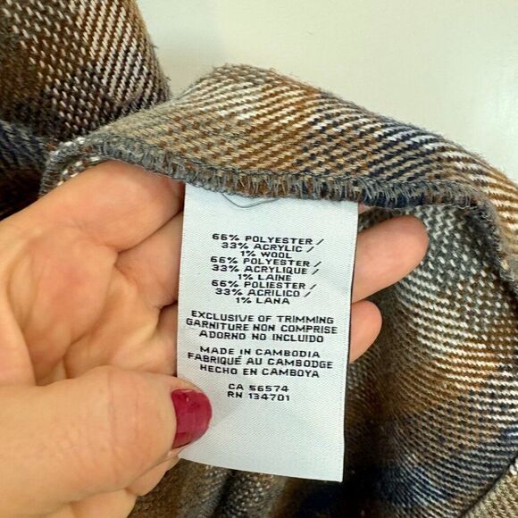 Boston Traders Brown Herringbone Plaid Overshirt Heavy Weight Shirt sz L - Picture 10 of 11